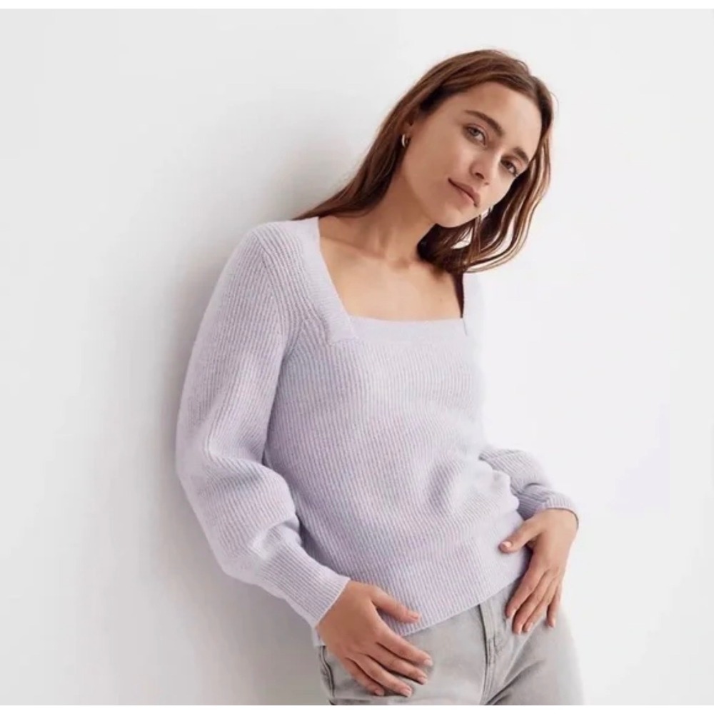 Women's‎ Madewell Melwood Square Neck Sweater in Coziest Yarn in Light Lavender